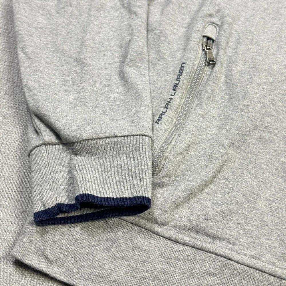 Polo Ralph Lauren Full Zip Sweatshirt Mens XL Gray Mock Neck Pockets Cotton